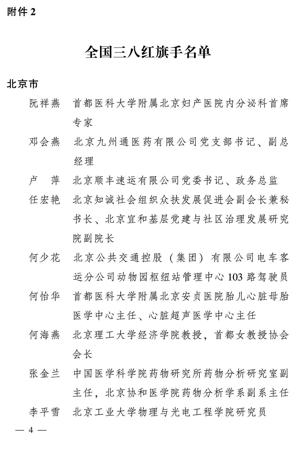 598名女性獲全國三八紅旗手稱號，全名單如下